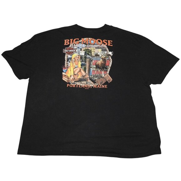 Vintage Harley-Davidson Motorcycles Big Moose Portland Maine Pocket T-Shirt 5XL - Picture 1 of 8